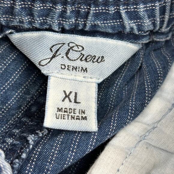 J Crew Seaside Shorts Size XL Indigo Blue Stripe High Rise Pull On Drawstring - Picture 3 of 11